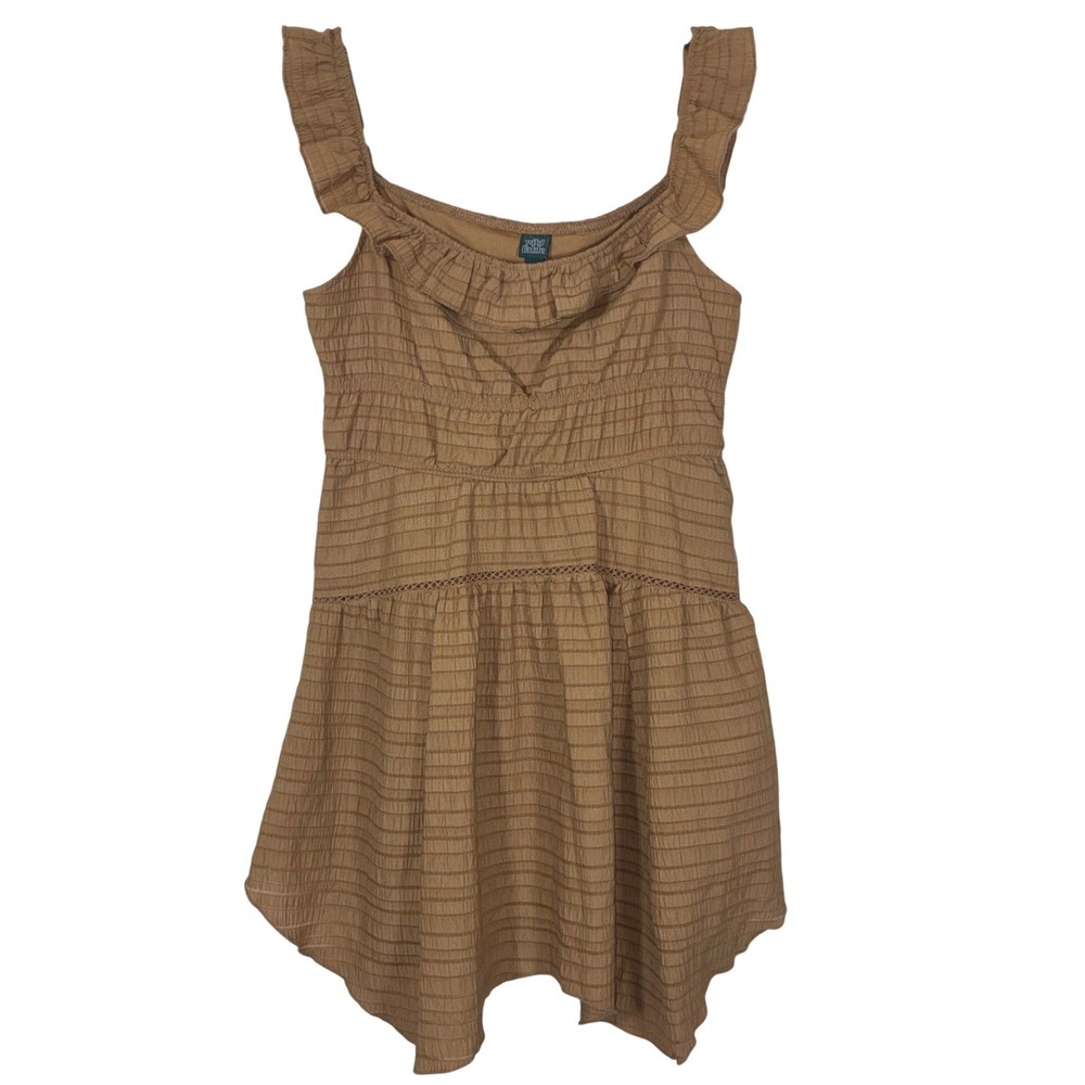 Wild Fable Brown Ruffle Off Shoulder Mini Dress Size M NWT Boho Cottagecore - Picture 2 of 10